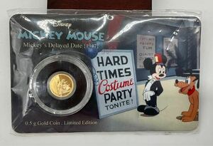 MICKEY MOUSE ミッキーマウス Niueニウエ 金貨　純金 0.5g 9999 K24 限定5000枚 2017年 Mickey's Delayed Date 1947