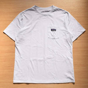 メンズM 日本L パタゴニア P-6 ラベル ポケット レスポンシビリティー Pocket Responsibili Tee ホワイト Tシャツ オーガニックコットン