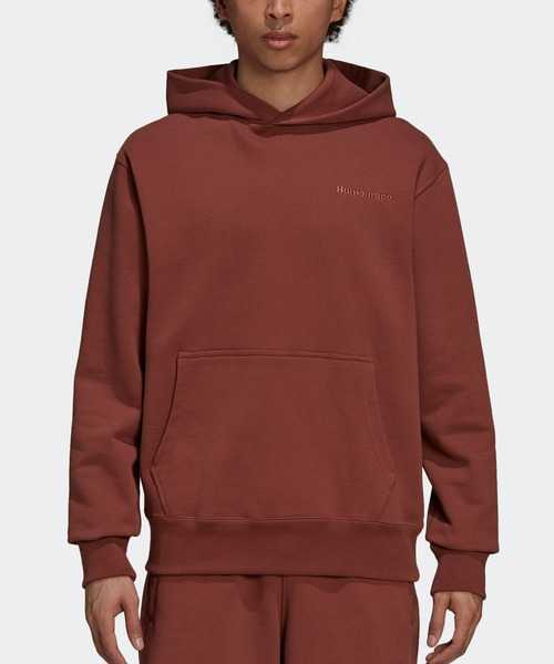新品 adidas by Pharrell Williams PW Basics Hoodie XS 定価13,200円 BROWN ブラウン 茶色 無地 パーカー スウェット ファレル human 