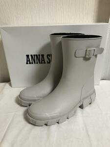  new goods ANNA SUI Archive ATMOS Raver short boots 24.5cm made in Japan Anna Sui lady's gray rain boots 