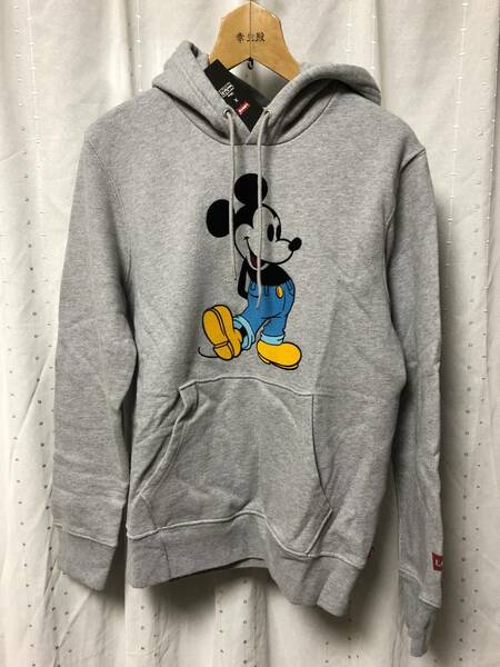 新品 Levi’s Disney 90周年記念 パーカー 灰 M リーバイス box ロゴ パーカ hoodie ディズニー ミッキー Mickey