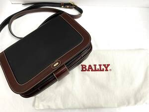 ♪BALLY バリー レザー ショルダーバッグ 茶×黒 斜めがけバッグ イタリア製　ヴィンテージ 中古品♪