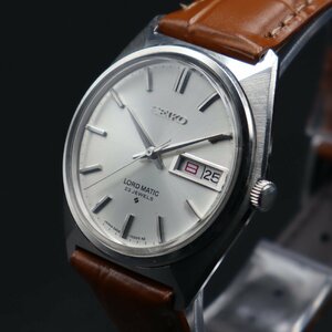 R5.12月OH済 SEIKO LM セイコー ロードマチック 5606-7000 自動巻き 23石 シルバー文字盤 1968年 デイデイト 諏訪 新品ベルト メンズ腕時計