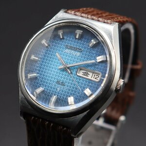 SEIKO ACTUS SS セイコー アクタス 6306-8030 自動巻き 3面カットガラス 青 千鳥柄 21石 1976年 諏訪 デイデイト 新品ベルト メンズ腕時計