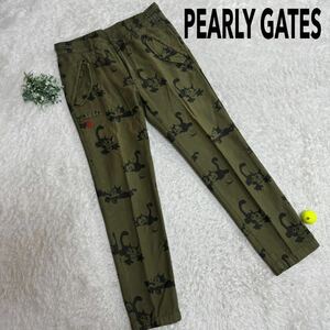 1円〜 PEARLY GATES パーリーゲイツ フィリックス Felix ゴルフ パンツキャラクタープリントワンポイント ロゴ繍 コットンカーキ 4 メンズ