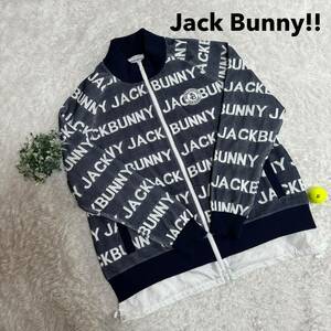 1円〜 JACK BUNNY ジャックバニー フルジップ ポリエステル ジャケット 総柄 ロゴ メンズウェア ゴルフウェア サイズ5