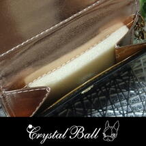 CRYSTAL BALL（クリスタルボール）三つ折り財布【ばらばらヒッピー】牛革ほか ブラック 黒 ミニ財布 コンパクト 訳あり美品 本物保証_画像4