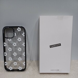 f119 CASETiFY コンパクト iPhone 15 ケース [MIL規格準拠 (2x MIL-STD-810G) / Ditsy Daisies - White - クリア ブラック