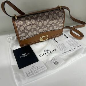 1円〜　未使用　COACH コーチ バンディット ショルダー バッグ・シグネチャー テキスタイル ジャカード　女性バッグ クロスボディー 