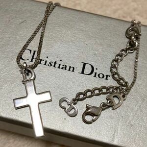 1円〜☆Christian Dior ☆ネックレス 十字架 クロス ロゴ クリスチャン ディオール アクセサリー レディース シルバー 箱付 