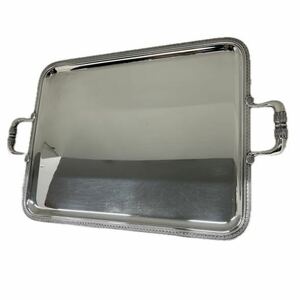 1円〜　美品　Christofle　Marly tray　silverplate　フランス　クリストフル マルリー 大型トレイ トレー 持ち手付き　約530x約410mm