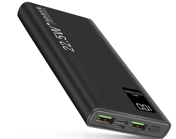 モバイルバッテリー 大容量 10000mAh 軽量 薄型 PD22.5W+USB-TYPE C入出力ポート&QC3.0対応 黒