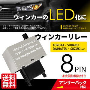 ウインカーリレー 8PIN グレイ LED ハイフラ防止 キャンセラー 点滅速度調整 ICウインカーリレー 車 ネコポス＊ 送料無料