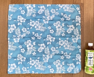 ハイビスカス ハンカチ バンダナ 水色 ブルー 大きめ 50×50cm 布 花柄 ハワイアン トロピカル 同梱可