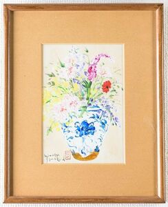 Art hand Auction ■ मिनोरू देओका | नीले और सफेद फूलदान में फूल | कागज़ पर तेल | हस्ताक्षरित, स्टाम्प के साथ | शिक्षक: काजुमासा नाकागावा शुन्योकाई, ऐची प्रीफेक्चरल म्यूजियम ऑफ आर्ट का संग्रह | प्रामाणिकता की गारंटी | m112 | मिनोरू इज़ुओका, चित्रकारी, तैल चित्र, स्थिर वस्तु चित्रण