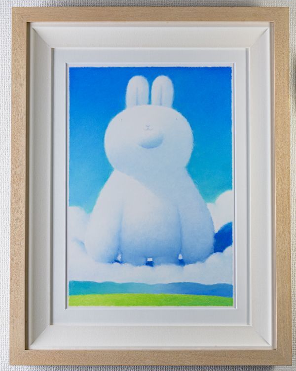 ■ Hiroshi Watanabe | Blue Sky Rabbit [Original] | Pastel P8 size | Signed | Guaranteed to be genuine | m066 | Hiroshi Watanabe, Artwork, Painting, Pastel drawing, Crayon drawing