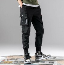 メンズ ジョガーパンツ XL 細身 カーゴパンツ 韓国 ストリート 秋冬 2枚組_画像2