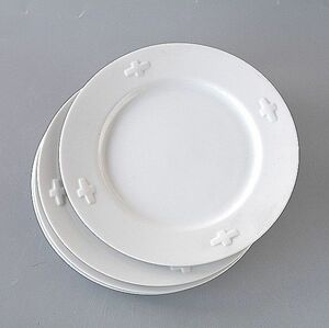 ディナープレート4枚 大皿 ホワイトクロス ディナー皿 白十字