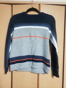 TOMMY HILFIGER トミーヒルフィガー ボーダー セーター ニット USED 紺グレーオレンジ S (スウェット)