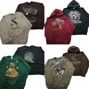 古着卸 まとめ売り アニマル スウェット 8枚セット (メンズ L/XL/2XL) 犬 狼 鹿 SW9 MR0804