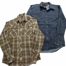 古着卸 まとめ売り ウエスタン 長袖シャツ 10枚セット (メンズ S/M/L) チェック ネイティブ LS15 MR1112 1円スタート_画像2