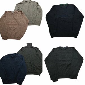 古着卸 まとめ売り 混紡素材 無地ニットセーター 6枚セット (メンズ L/XL) タートルネック Vネック KN7-1 MR1741 1円スタート