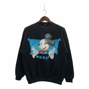 90年代 Disney ディズニー ミッキー マウス スウェット トレーナー キャラクター ブラック (メンズ L相当) 中古 古着 P5175