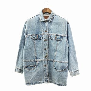 90年代 USA製 Levi's リーバイス ロング丈 デニムジャケット ワーク アメカジ ブルー (レディース M) O9886 1円スタート