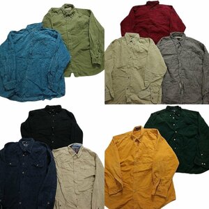 古着卸 まとめ売り コーデュロイ 長袖シャツ 10枚セット (メンズ XL/2XL) 無地 フラップポケット LS16 MR1016 1円スタート