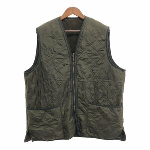 Barbour バブアー 中綿 キルティング フルジップ ベスト カジュアル カーキ (メンズ L相当) 中古 古着 P5256