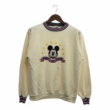 90年代 Disney ディズニー MICKEY&CO. ミッキー マウス スウェット リブボーダー キャラクター アイボリー (メンズ M相当) 中古 古着_画像1