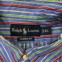 90年代 RALPH LAUREN ラルフローレン CLASSIC FIT ボタンダウン ストライプ 長袖シャツ カジュアル マルチカラー (メンズ XL) 中古 古着_画像5