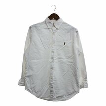 90年代 RALPH LAUREN ラルフローレン CLASSIC FIT ボタンダウン 無地 長袖シャツ カジュアル ホワイト (メンズ 16) 中古 古着 P5330_画像1