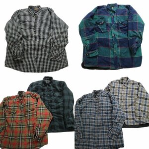 古着卸 まとめ売り 裏地キルティング 長袖シャツ 6セット (メンズ XL /2XL ) チェック柄 カジュアル JB4 MR2667