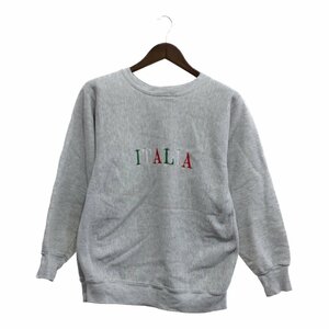 80年代 USA製 Hanes ヘインズ BEEFY イタリア ITALIA 刺繍 スウェット トレーナー カジュアル グレー (メンズ X-LARGE) 中古 古着 P5450