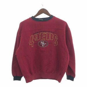 90年代 Lee SPORT リースポーツ NFL サンフランシスコ・49ers ロゴ スウェット 刺繍 プロチーム ワインレッド (メンズ M) 中古 古着 P5814