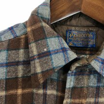 SALE/// 70年代 USA製 PENDLETON ペンドルトン ウール チェック シャツ 長袖 アメカジ カジュアル ブラウン (メンズ M) P3449_画像5