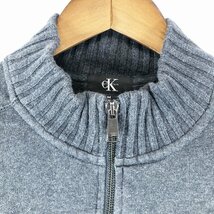 Calvin klein カルバンクライン コットンニット ジャケット 防寒 カジュアル グレー (メンズ M) P0983 1円スタート_画像3