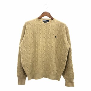 SALE/// 90年代~ Polo by Ralph Lauren ポロ ラルフローレン ケーブルニット セーター ベージュ (メンズ L) P4121