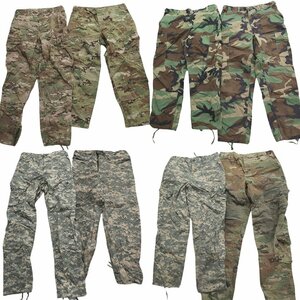 古着卸 まとめ売り 米軍実物 ミリタリー 8枚セット (メンズ M) フィールドパンツBDU ウッドランド マルチカム VM13 MQ9810 1円スタート