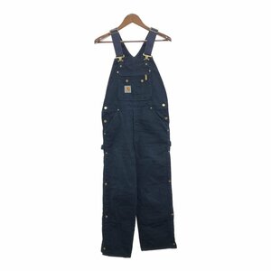 Carhartt カーハート ダック ワーク オーバーオール ダブルニー ボトムス ワーク ネイビー (メンズ 32×30) 中古 古着 P6080