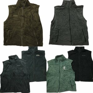 古着卸 まとめ売り コロンビア ベスト 三角タグ フリース 6セット (メンズ L /XL ) ワンポイント 単色系 カジュアル MR3256 1円スタート