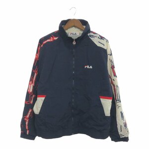 90年代 イタリア製 FILA フィラ トラックジャケット アウター スポーツ ユーロ ネイビー (メンズ 46) 中古 古着 P6191