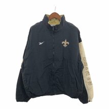 90年代 Reebok リーボック PRO LINE NFL ニューオーリンズ・セインツ スタジアムジャケット ブラック (メンズ 2XL) 中古 古着 P6250_画像1