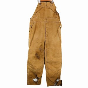 USA製 Carhartt カーハート ダック地 オーバーオール ワーク ダブルニー ブラウン (メンズ 42/32) O9838 1円スタート