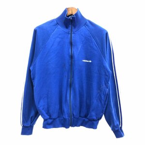 80年代 adidas アディダス トラックジャケット アウター スポーツ ルーマニア製 ブルー (メンズ L相当) 中古 古着 P6264