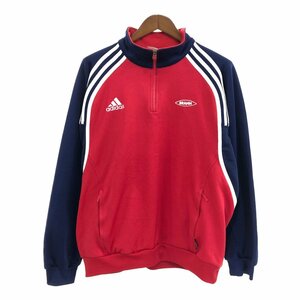 SALE///// 90年代 adidas アディダス ハーフジップ トラック ジャケット プルオーバー スポーツ レッド (メンズ ) P3523