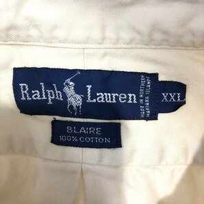 SALE///// 90年代 RALPH LAUREN ラルフローレン BLAIRE ボタンダウン 長袖シャツ 大きいサイズ アイボリー (メンズ XXL) P3818の画像6