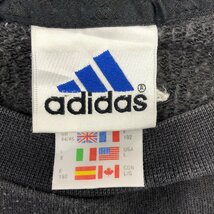 SALE///// 90年代 adidas アディダス ロゴプリント スウェット ラグランスリーブ ブラック (メンズ L) 中古 古着 P4441_画像6