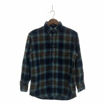 SALE///// 90年代 PENDLETON ペンドルトン ボタンダウン ウール長袖シャツ チェック柄 マルチカラー (メンズ L) 中古 古着 P4833_画像1